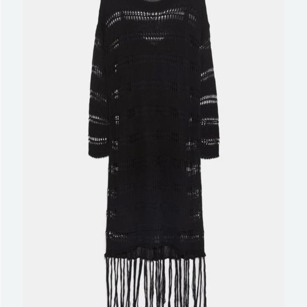 Zara black crochet midi dress